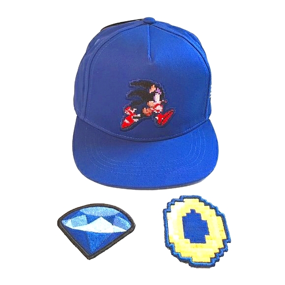 Sonic Hat Boys Sonic the Hedgehog Baseball Cap Kids Embroidered Snapback Blue - Picture 1 of 3
